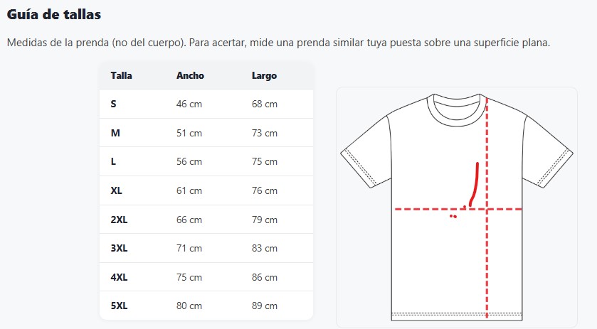 guia de tallas polera